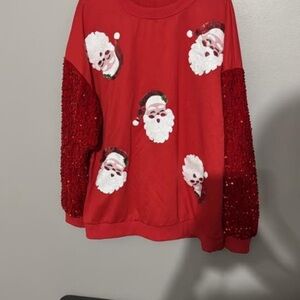 Festive Red Santa Sweater with Sequins
